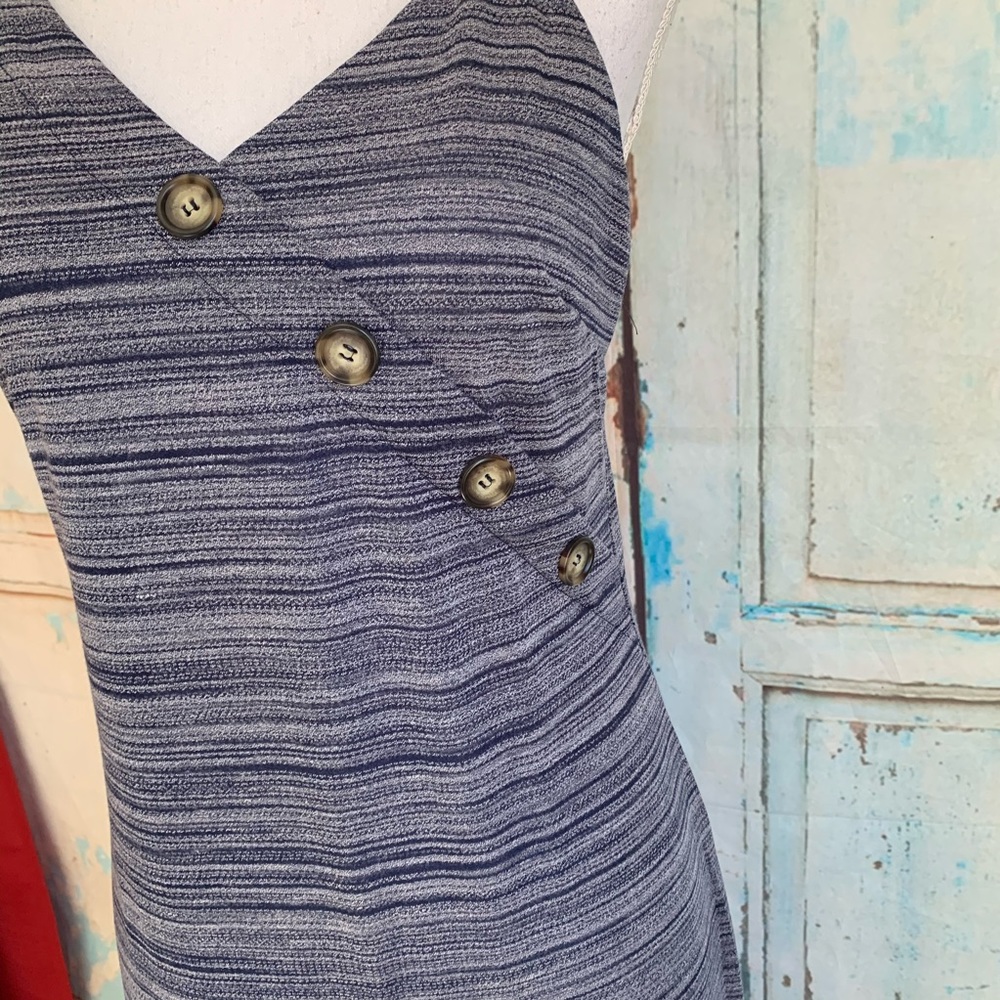 Midi sleeveless dress button detail space-dye - Picture 3 of 5